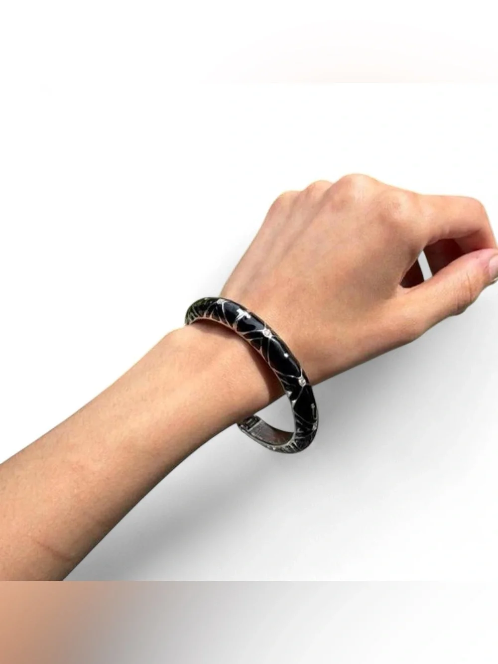 Y2K Black & Silver Bracelet W Rhinestones